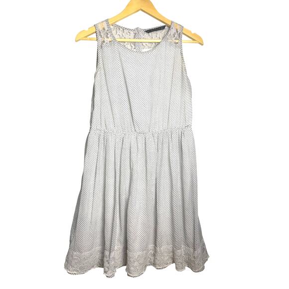ZARA Trafaluc Collection White & Black Polka Dot Dress w/ Lace Trim, Size M - Picture 1 of 5